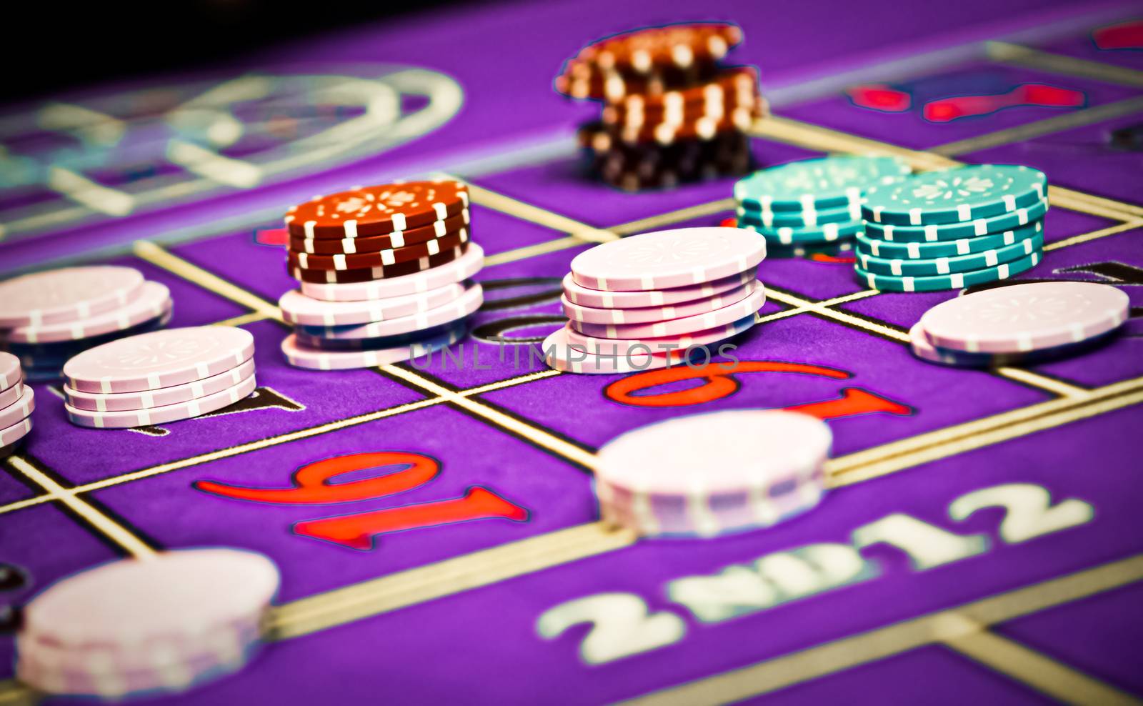 Betting and playing roulette in casino, gambling ads