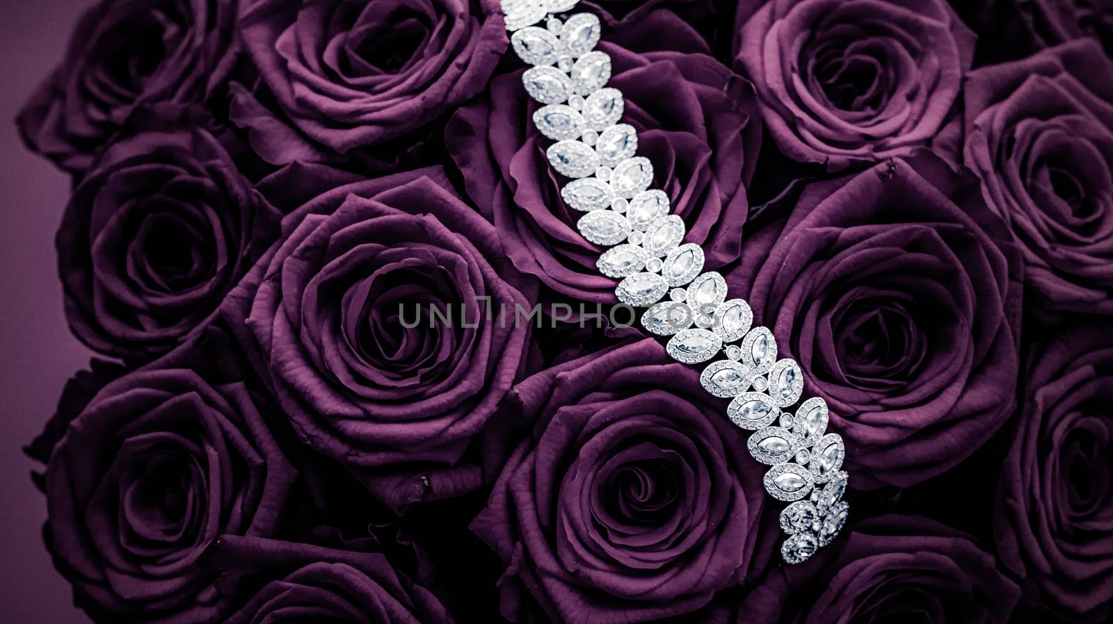 Luxury diamond jewelry bracelet and purple roses flowers, love g by Anneleven