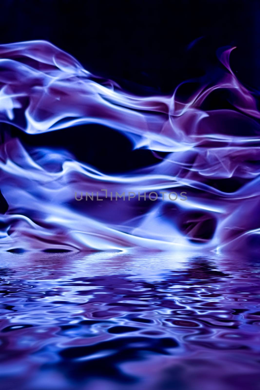 Abstract purple smoke in water as minimal background, magical backdrop and flow design