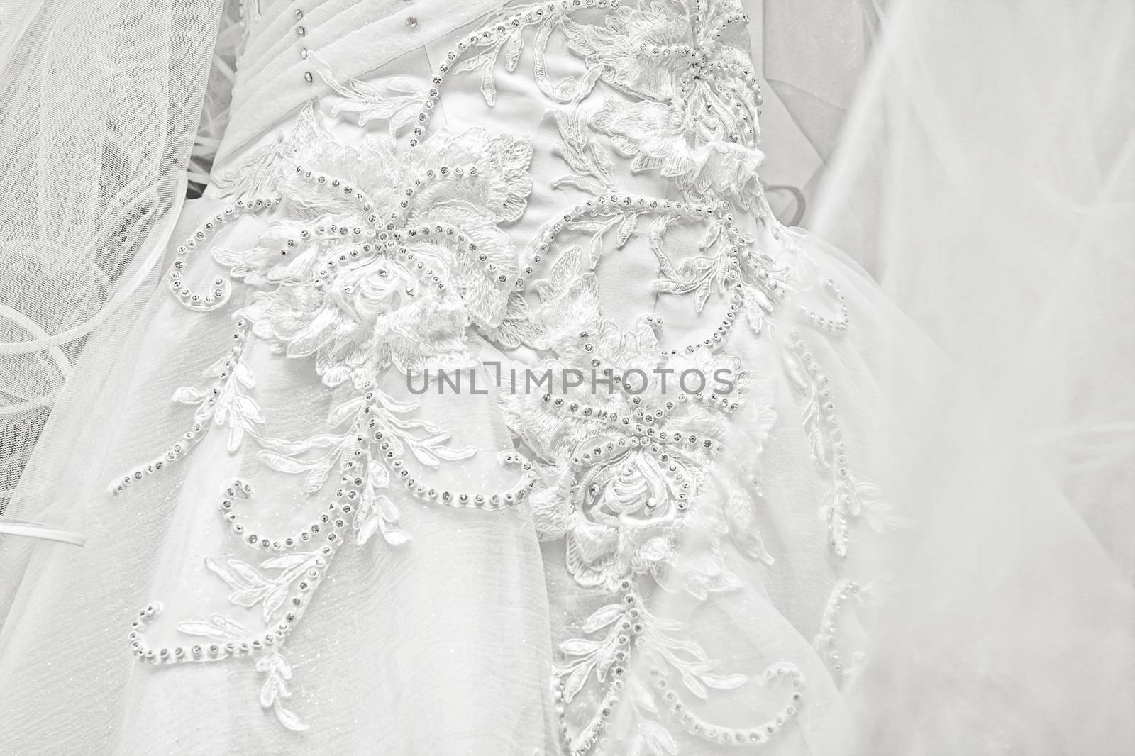 Wedding dresses in a bridal shop, fashion and style brand