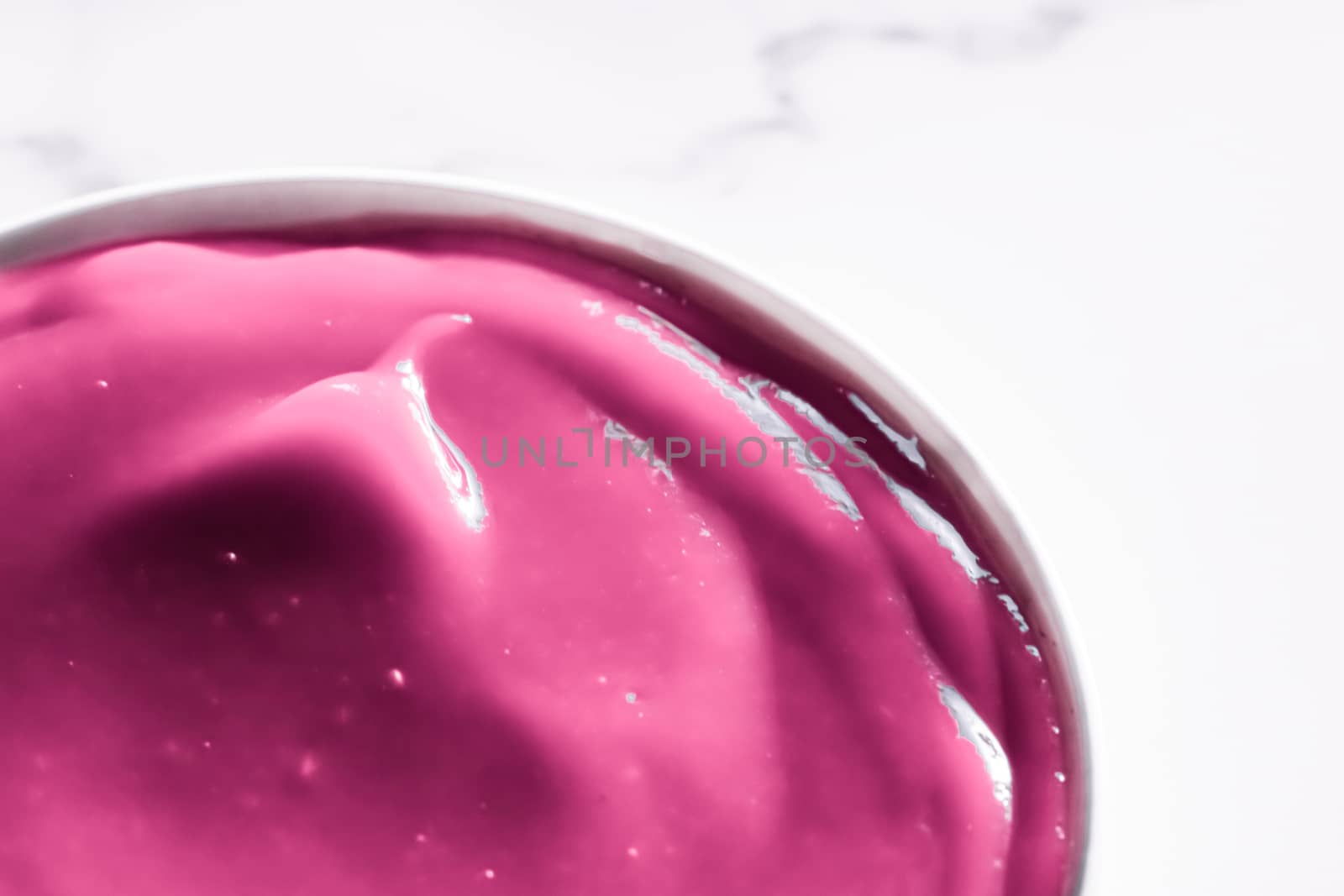 Pink creamy jam for breakfast, food background and healthy desse by Anneleven