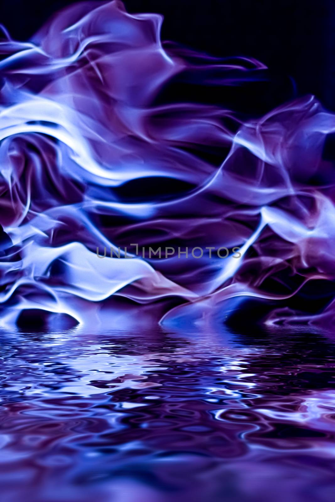 Abstract purple smoke in water as minimal background, magical backdrop and flow design