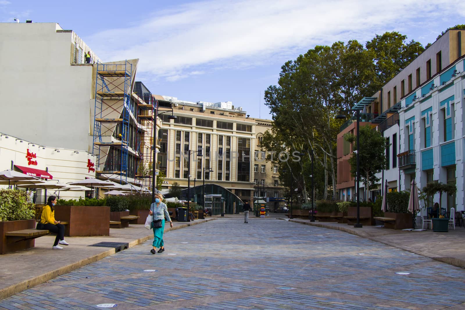 Tbilisi, Georgia - October 22, 2020: Tbilisi city landscape and view, city center and old town, Orbeliani square