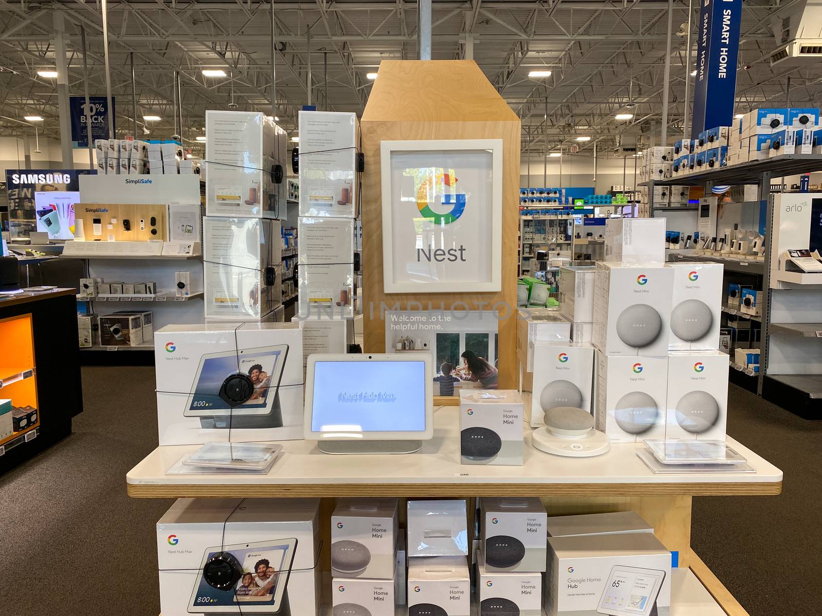 Orlando, FL/USA - 10/14/20:  The Google Nest Home device display at Best Buy in Orlando, Florida