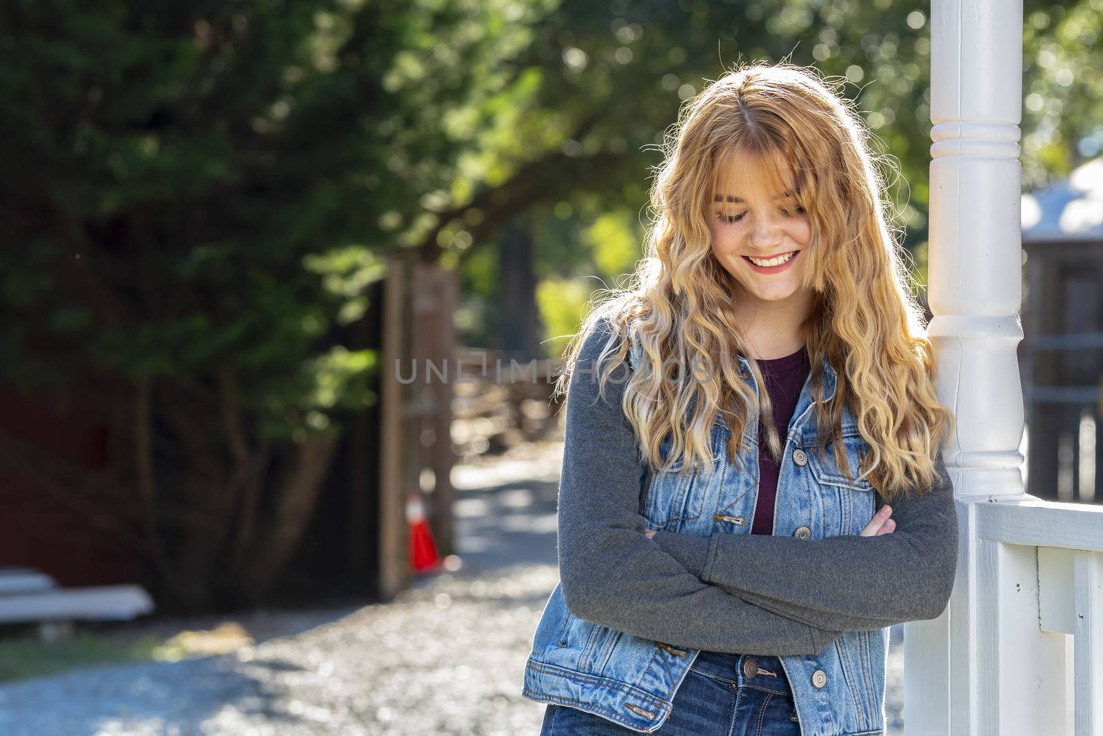 A gorgeous young blonde model enjoys a day outdoors while maintaining a safe distance from others during the Covid-19 pandemic