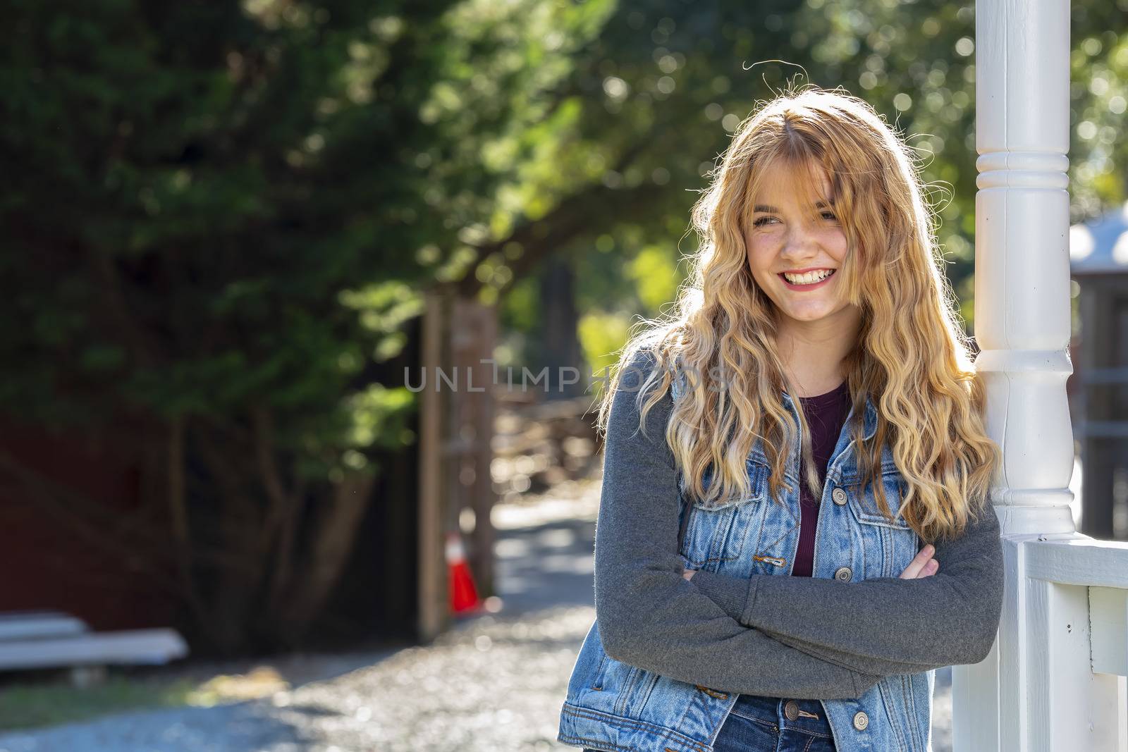 A gorgeous young blonde model enjoys a day outdoors while maintaining a safe distance from others during the Covid-19 pandemic