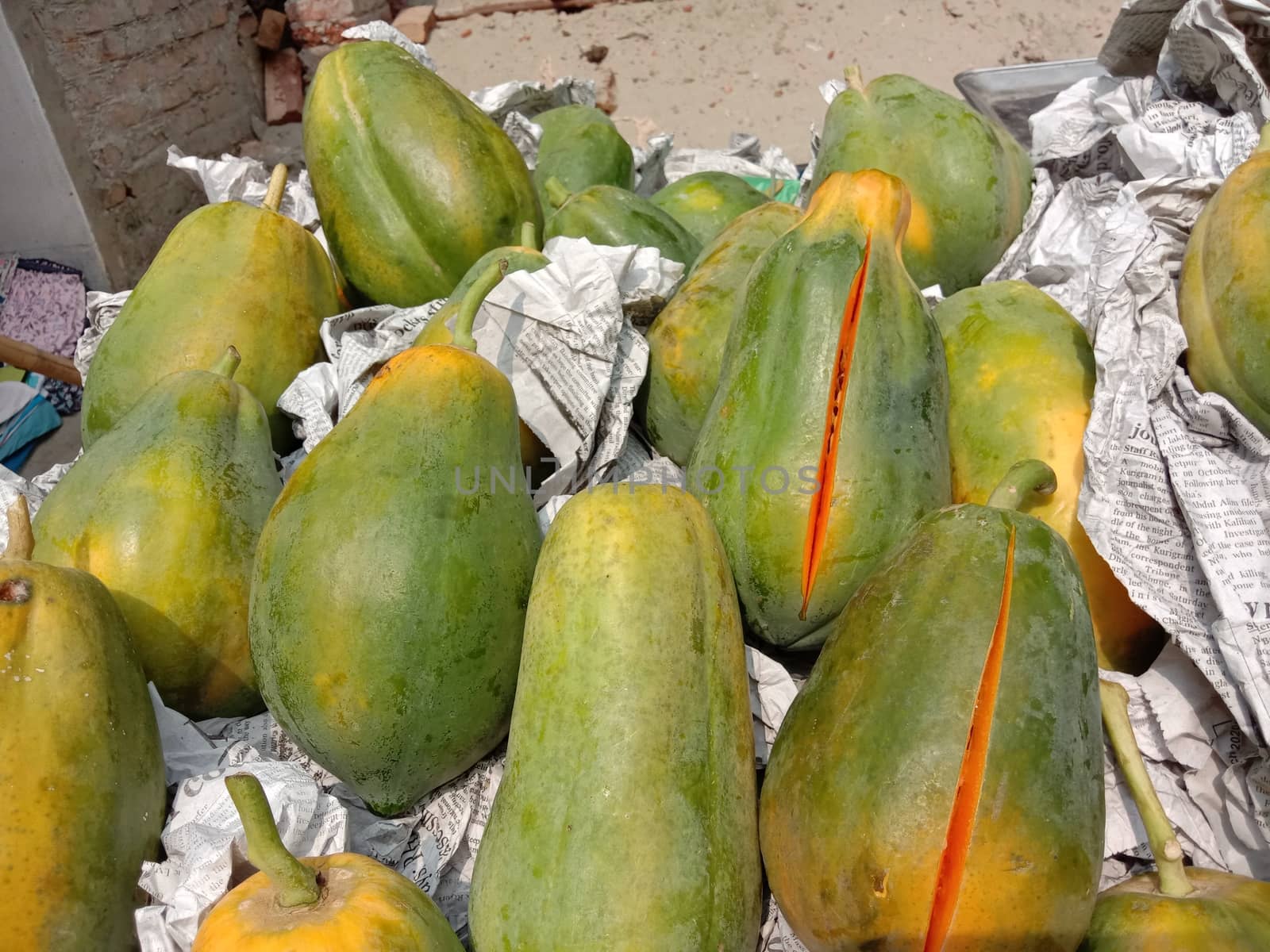 tasty and healthy colorful papaya stock on shop