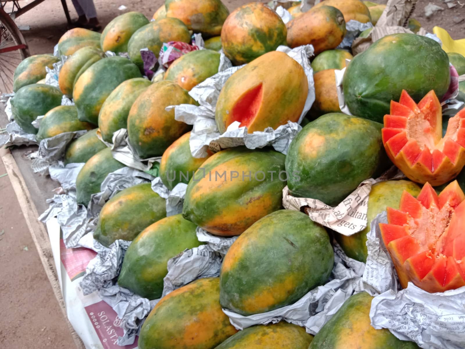 tasty and healthy colorful papaya stock on shop