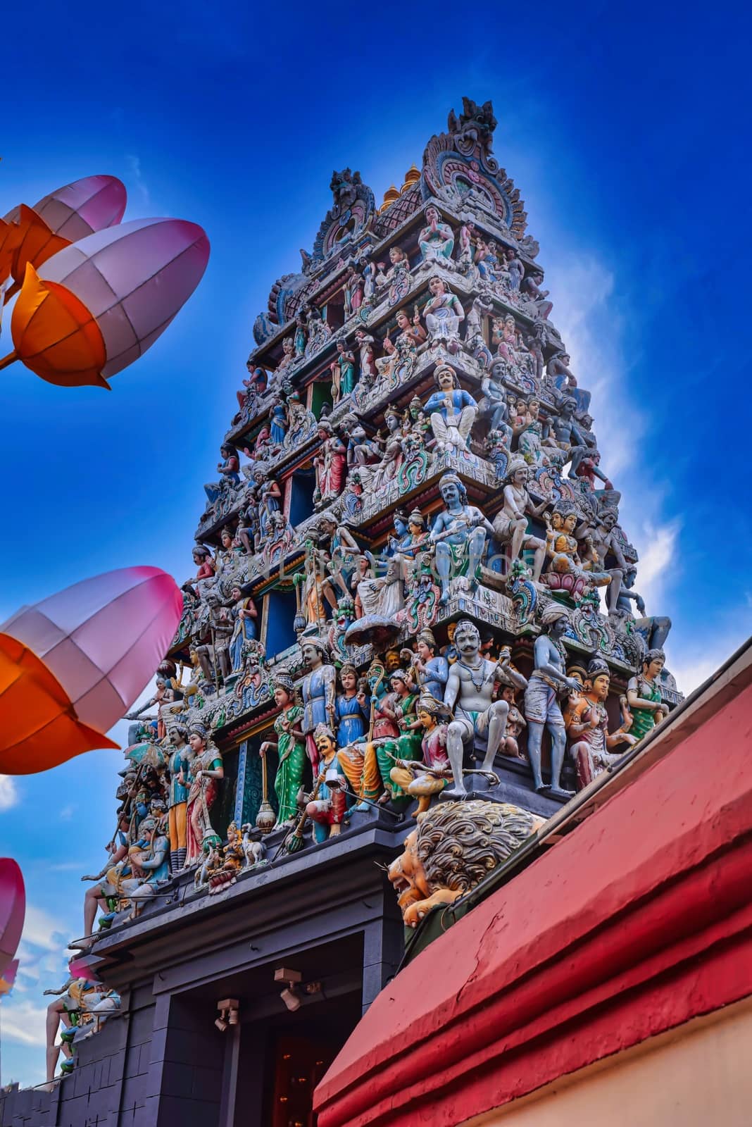 The beauty of temple in Singapore. One of the collection statue of hindu temple.