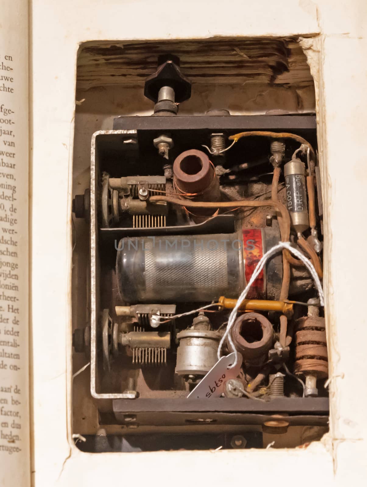 Overloon, the Netherlands on july 30, 2020: Old radio hidden in a book, WW2