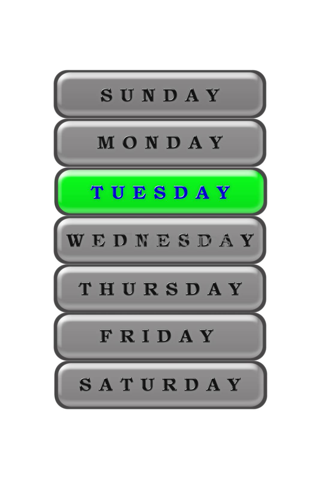 In the days of the week list, Tuesday is highlighted in blue on  by Grommik