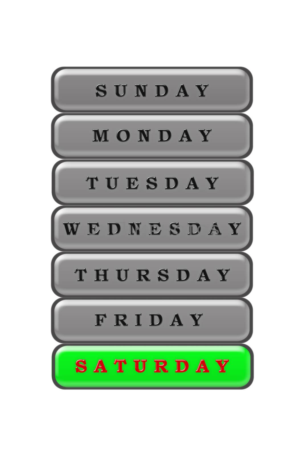 In the days of the week list, Saturday is highlighted in red on  by Grommik