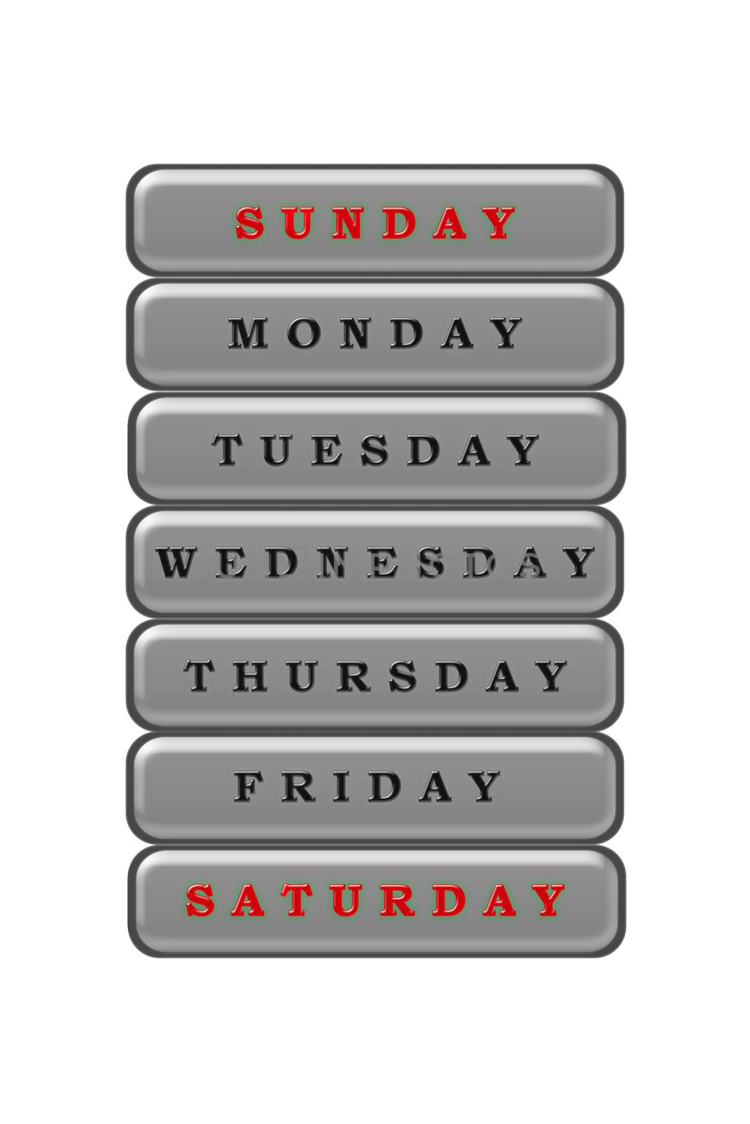 In the days of the week list, Saturday and Sunday are highlighte by Grommik
