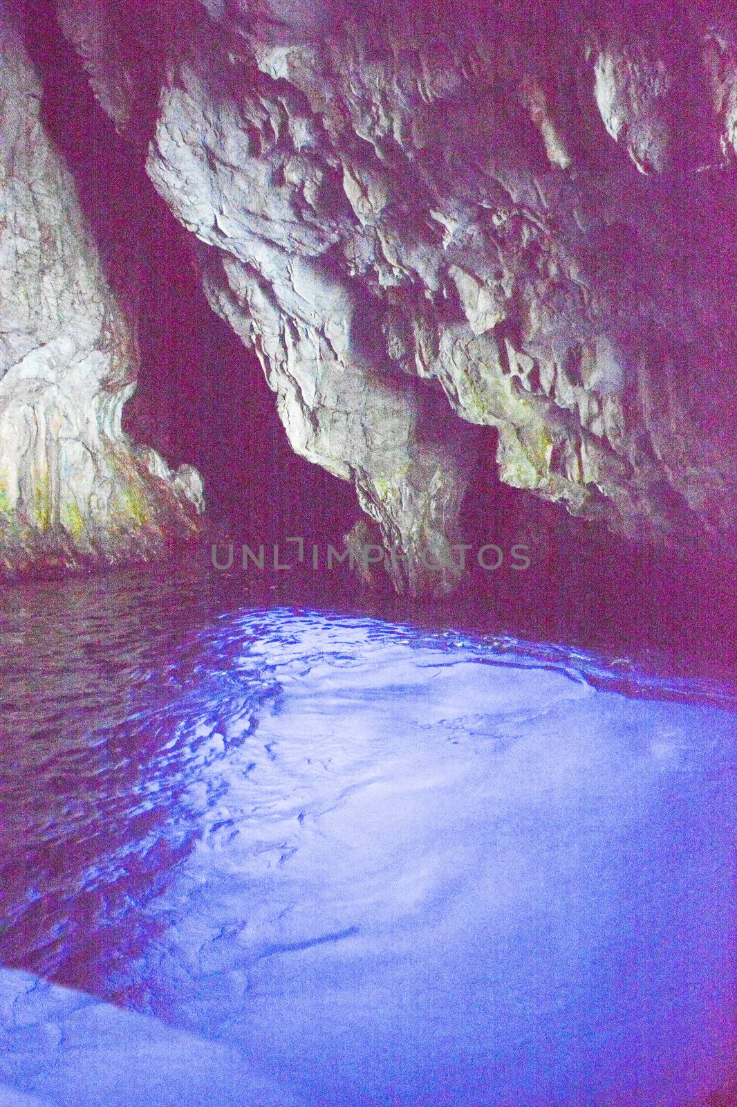 internal view in natural light of blue cave of Palinuro Italy