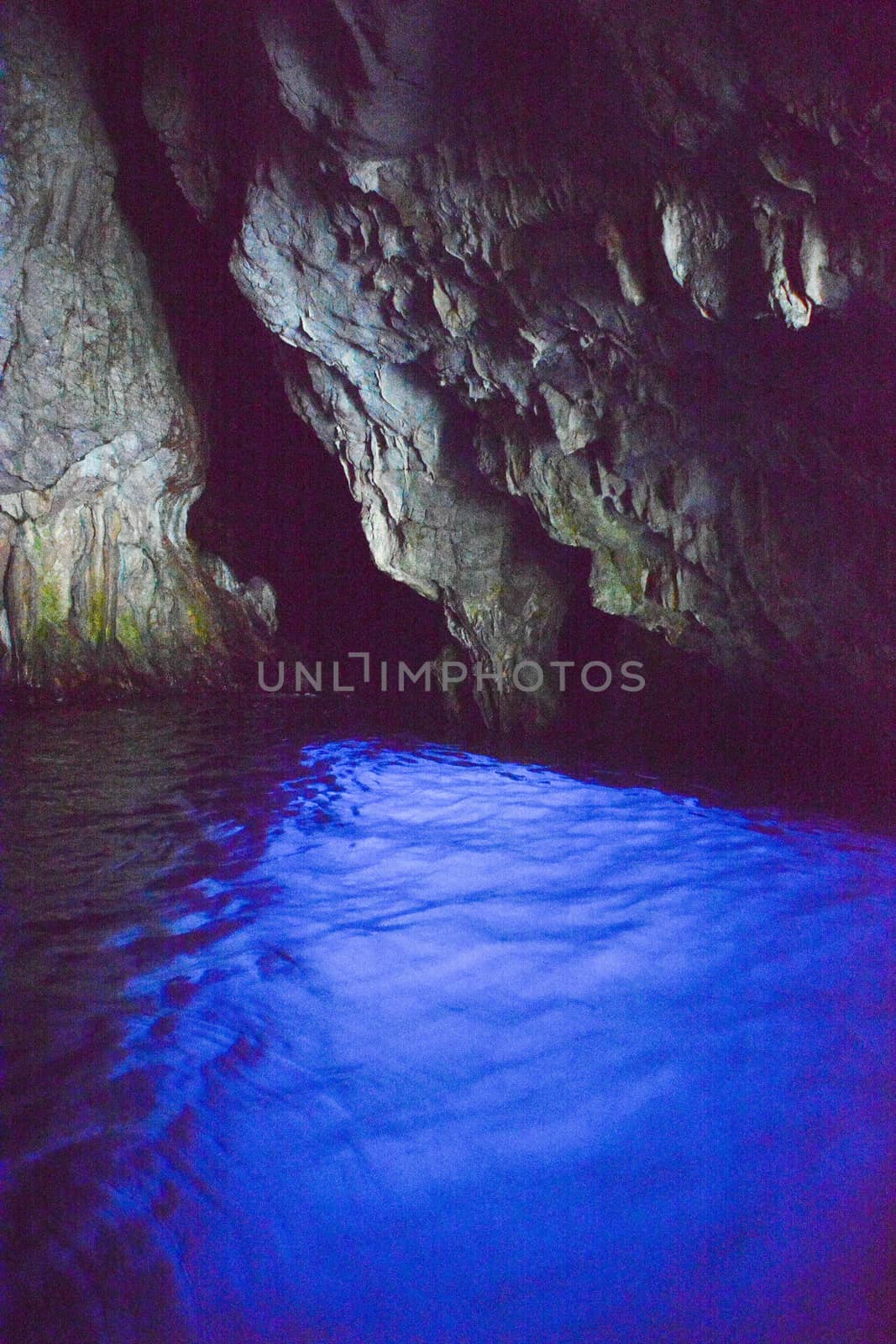 internal view in natural light of blue cave of Palinuro Italy