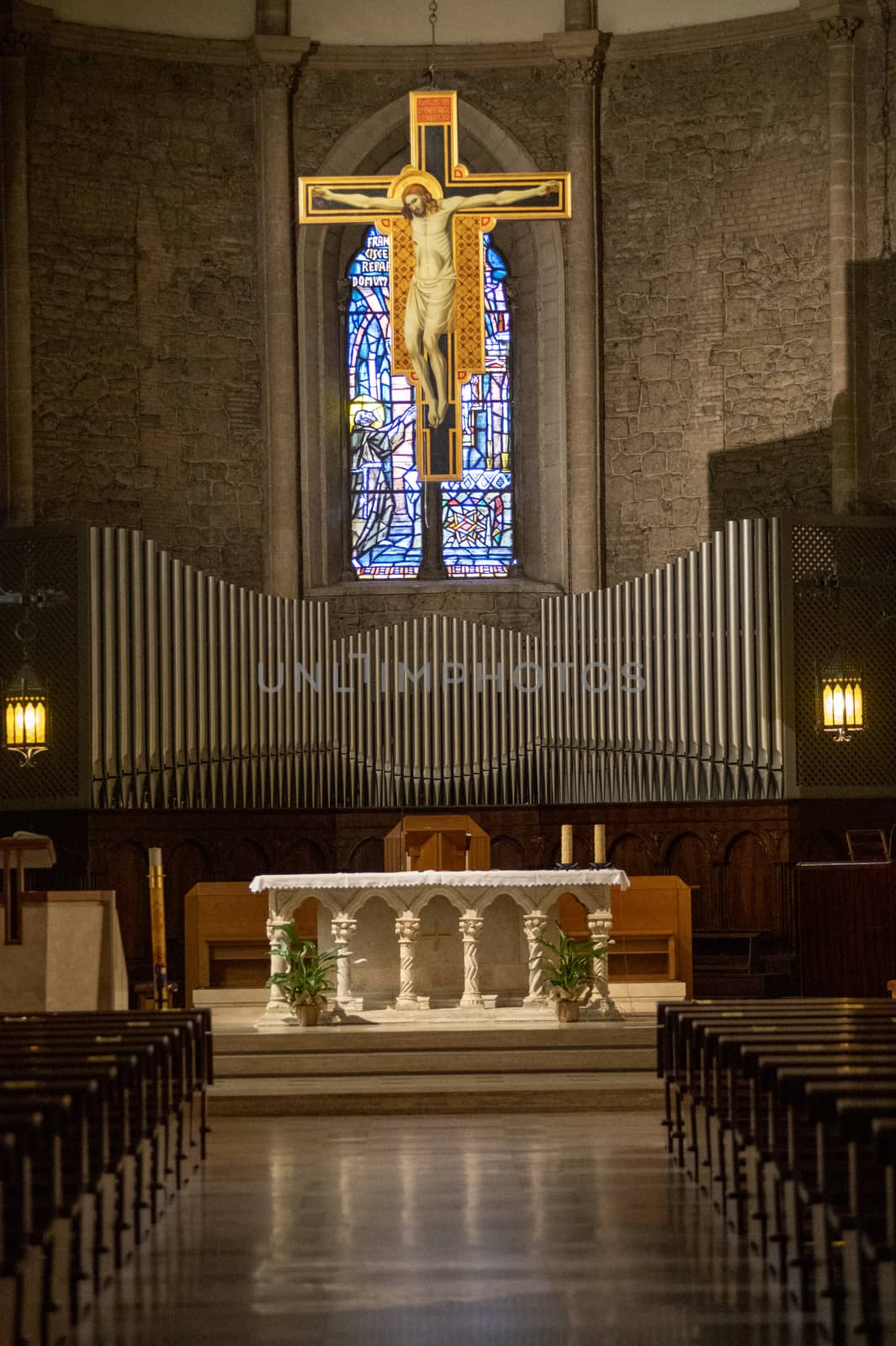 terni,italy october 23 2020:altar placed in the church of San Francesco