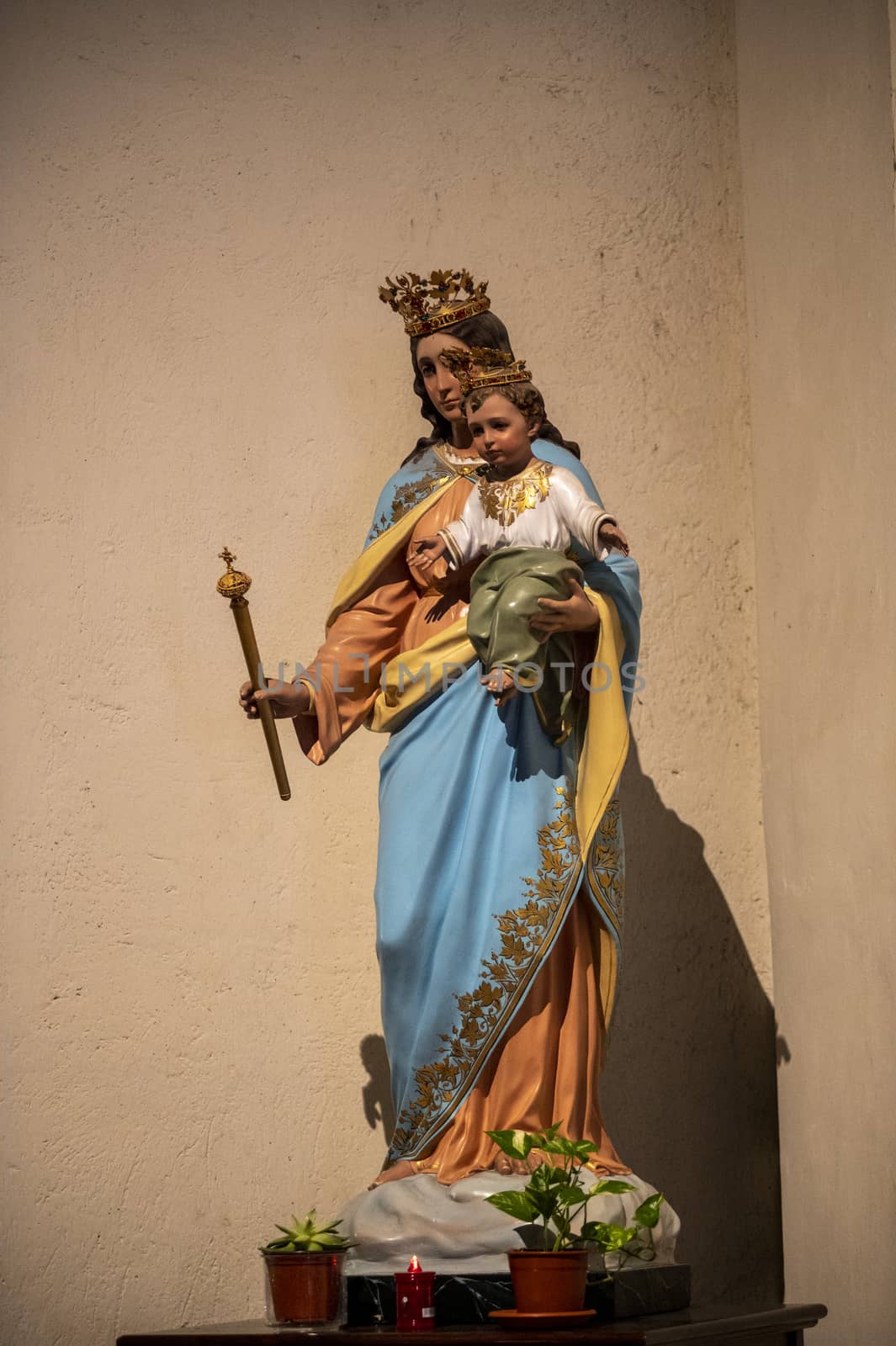 terni,italy october 23 2020:statue of a saint placed in the church of San Francesco