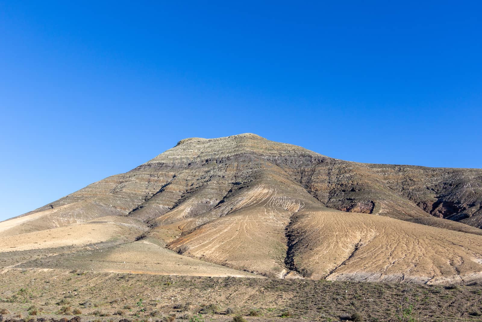 Landscape and mountain in region La Geria on canary island Lanzarote, Spain