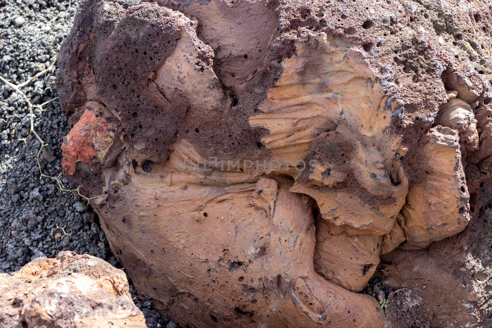 Close-up of vulcanic rock  in Timanfaya Nationalpark on canary i by reinerc