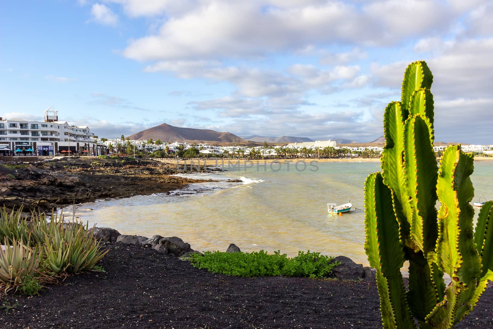 The coastline of Costa Teguise on Canary island Lanzarote with c by reinerc