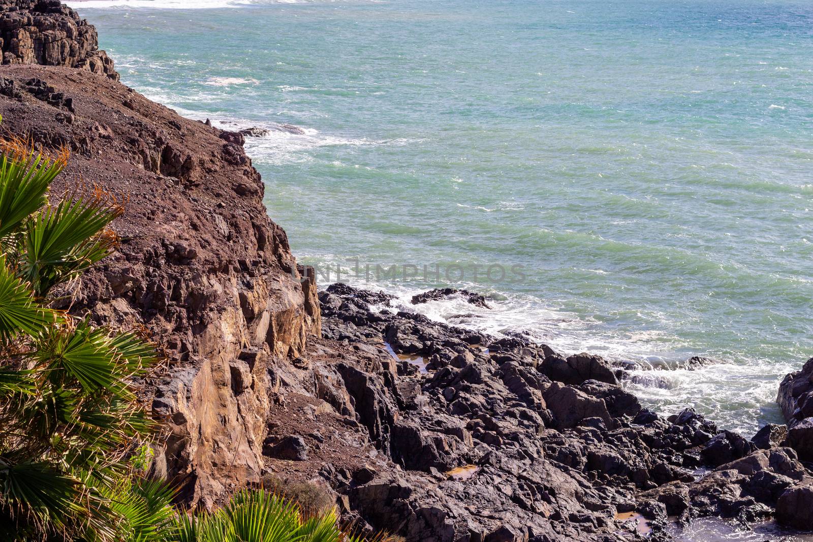 View at the coastline of El Cotillo on canary island Fuerteventura, Spain