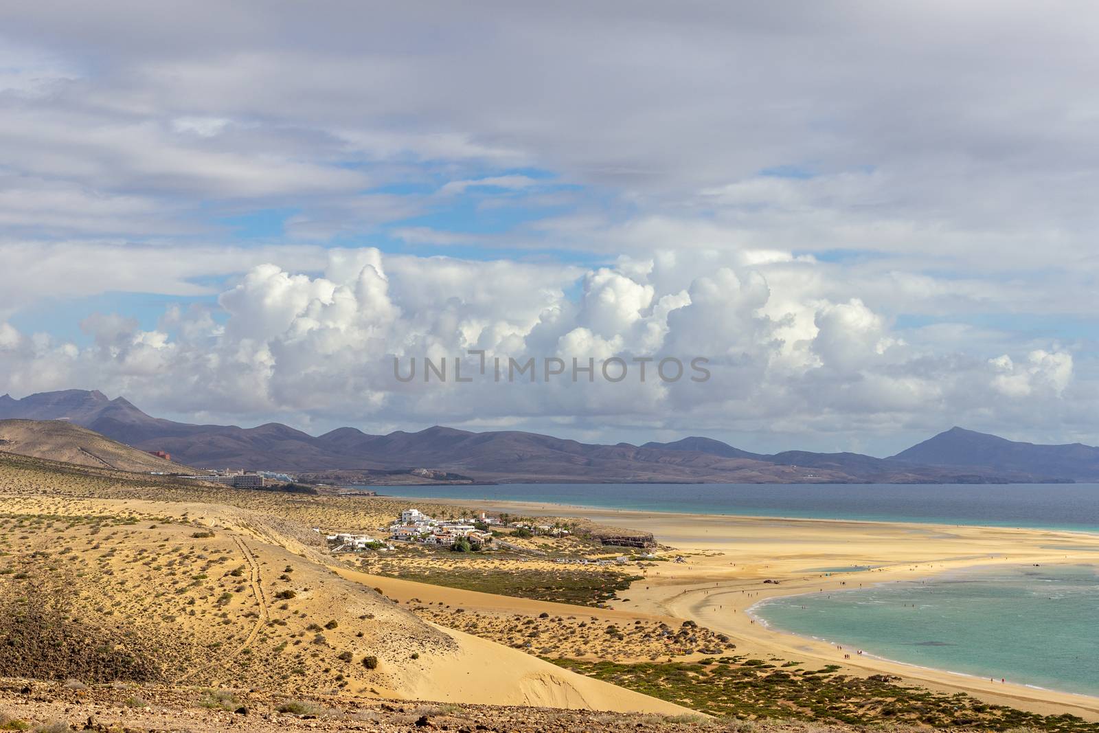 Panoramic view at sandy beach of Risco del Paso on canary island by reinerc