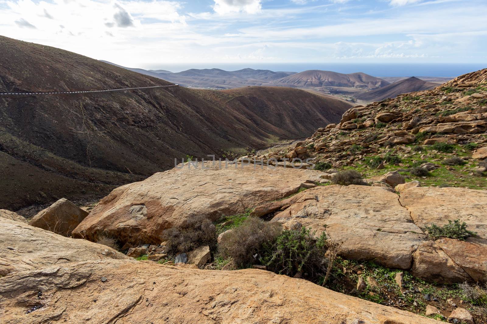 Panoramic view at landscape between Betancuria and Pajara  on Fu by reinerc