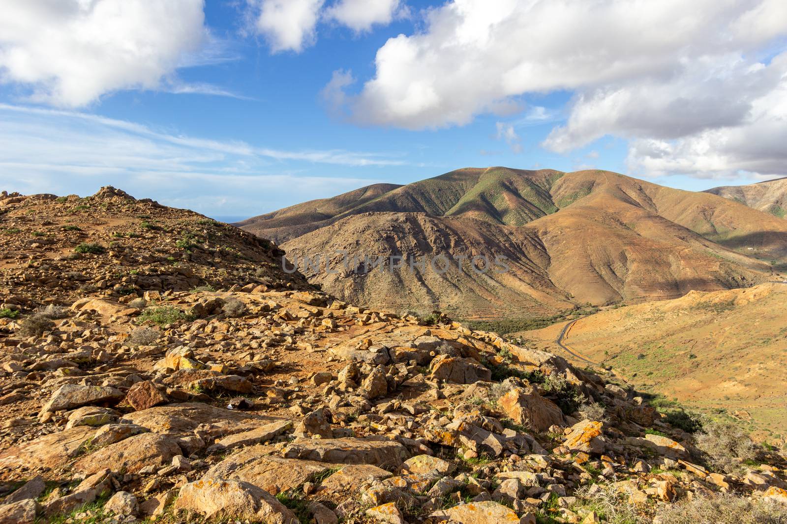 Panoramic view at landscape between Betancuria and Pajara  on Fu by reinerc