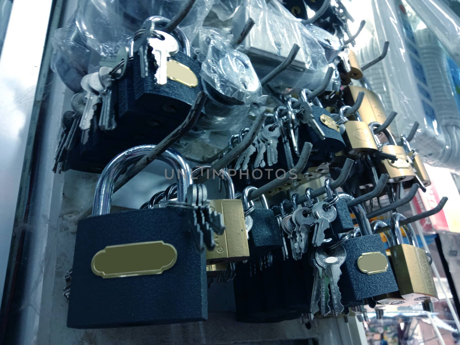 lock and key closeup on shop for sell