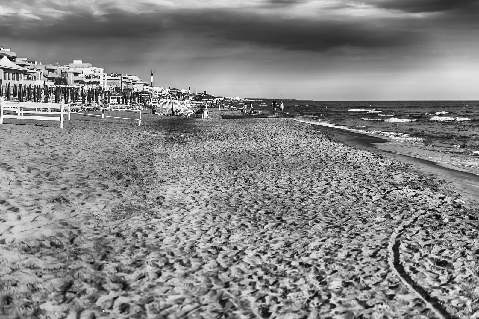 Landscape with a scenic sandy beach on the thyrrenian coastline in central Italy