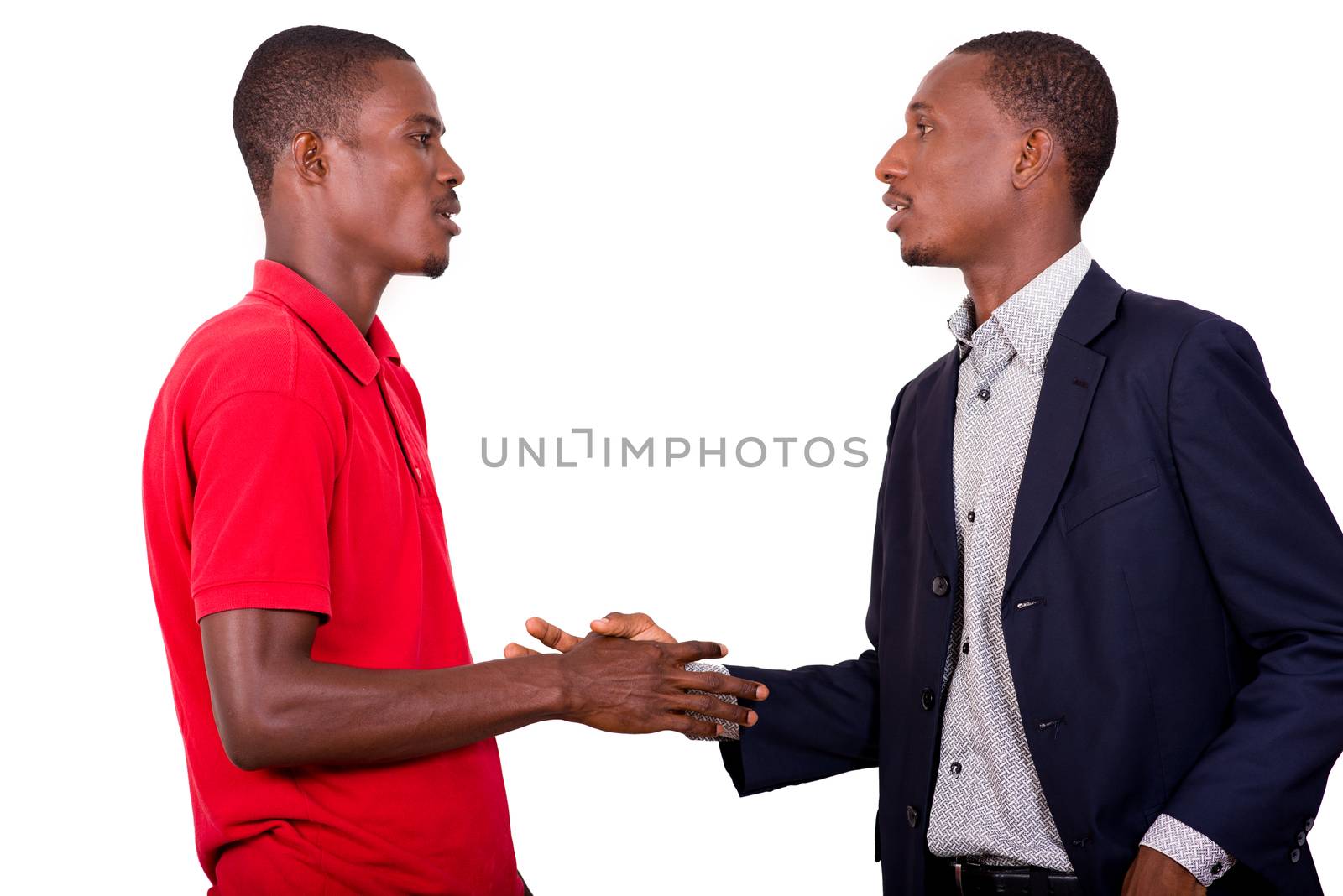 handshake between two businessmen isolated on white background