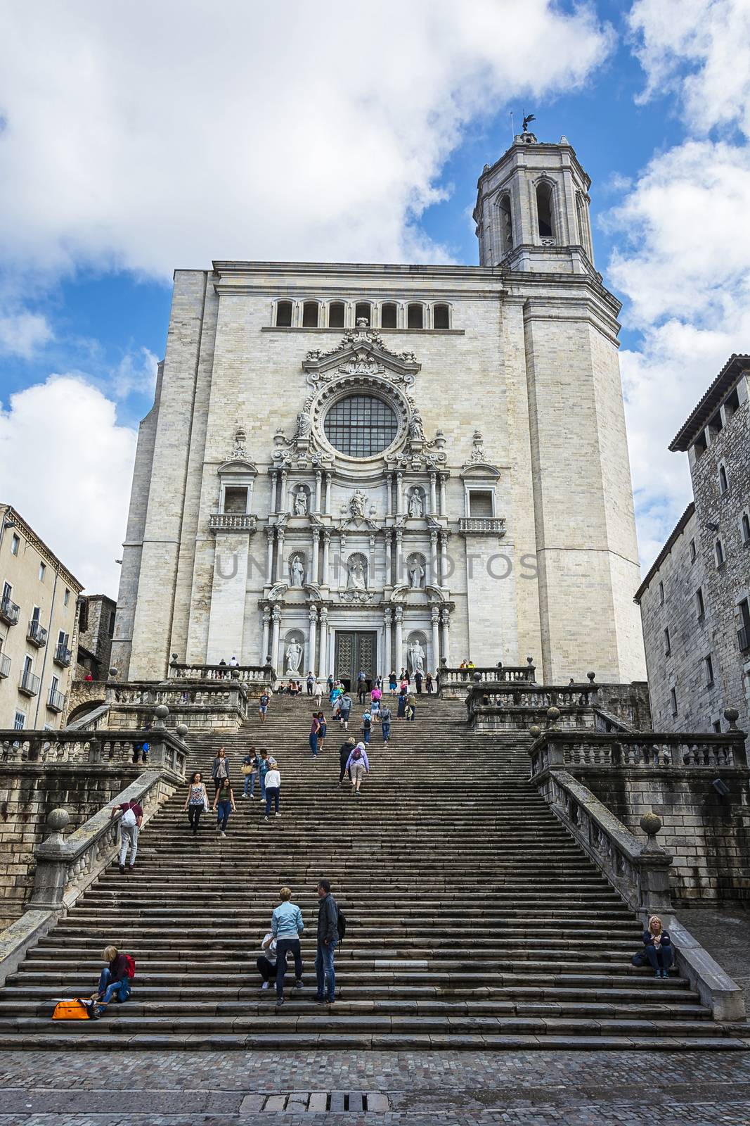 Spain, Girona - September 18, 2017: stairs To the Cathedral 
