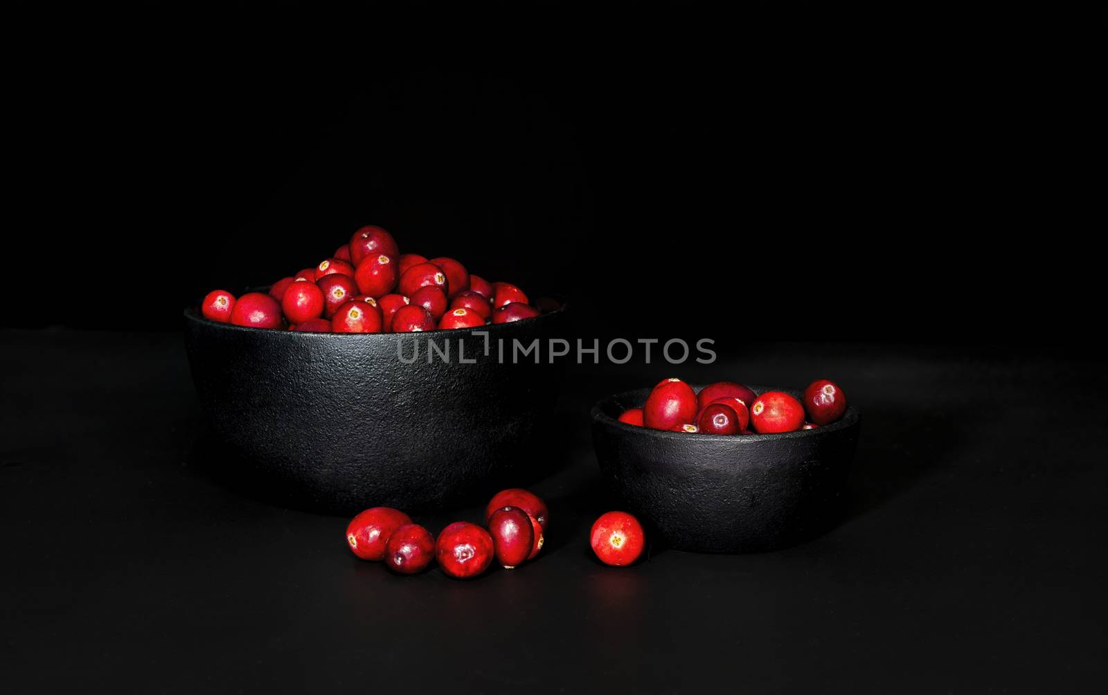 Low Key Cranberries in Two Black Bowls by CharlieFloyd
