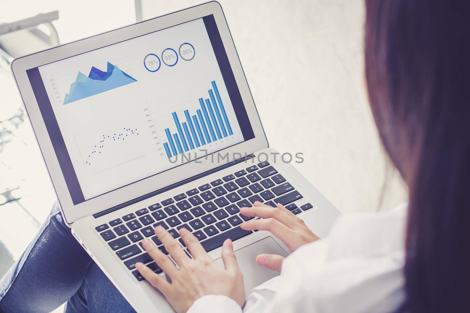 Closeup business woman work with finance analysis and planing data on laptop, typing and looking graph with computer statistic for success, business concept.