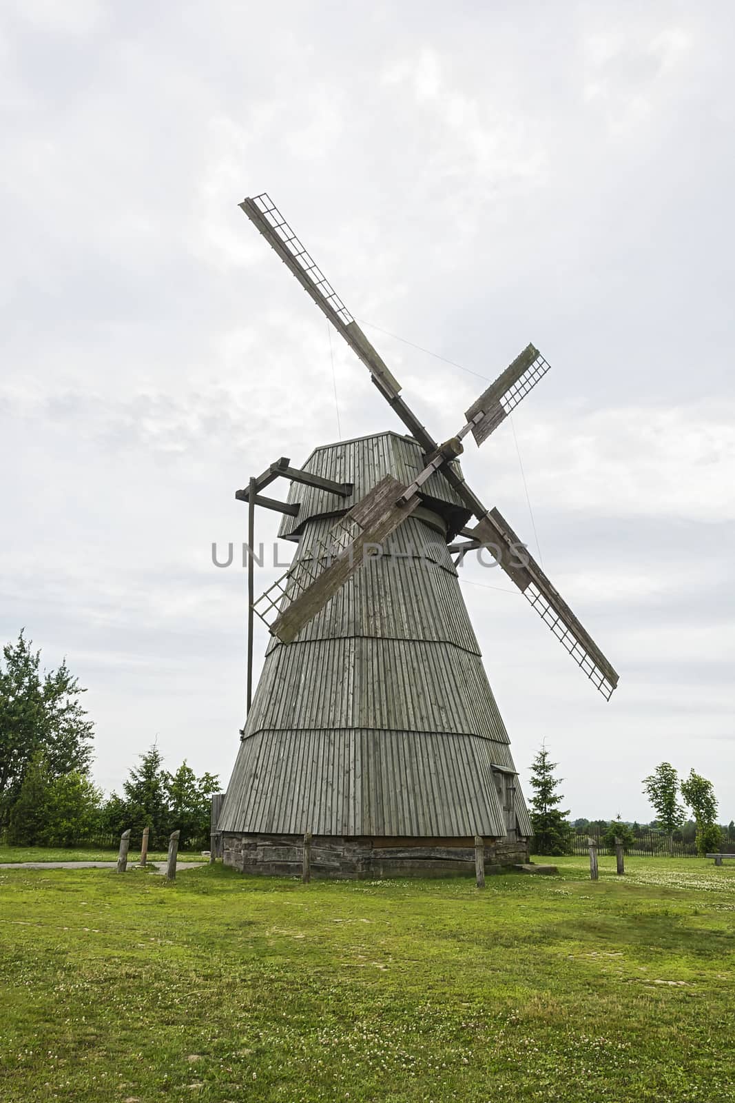 Rural color and ancient architecture. Windmill for grinding grain into flour