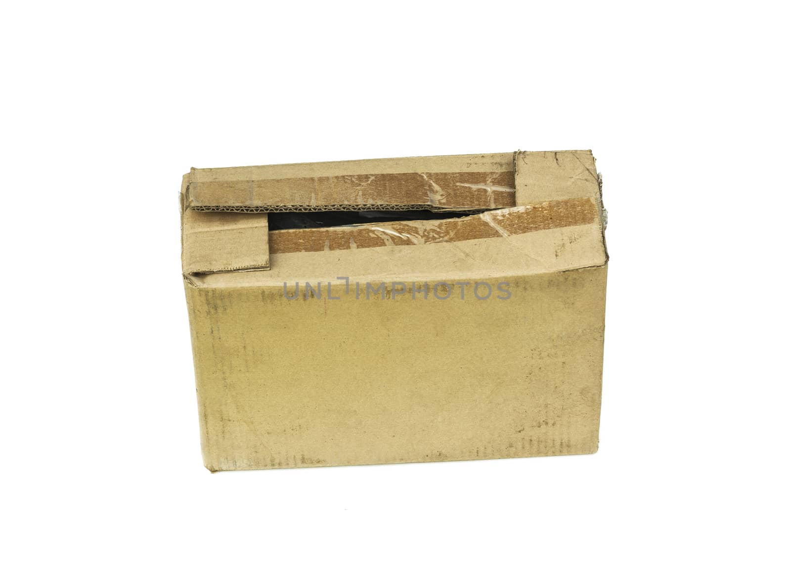 On a white background there is a cardboard box with an open top