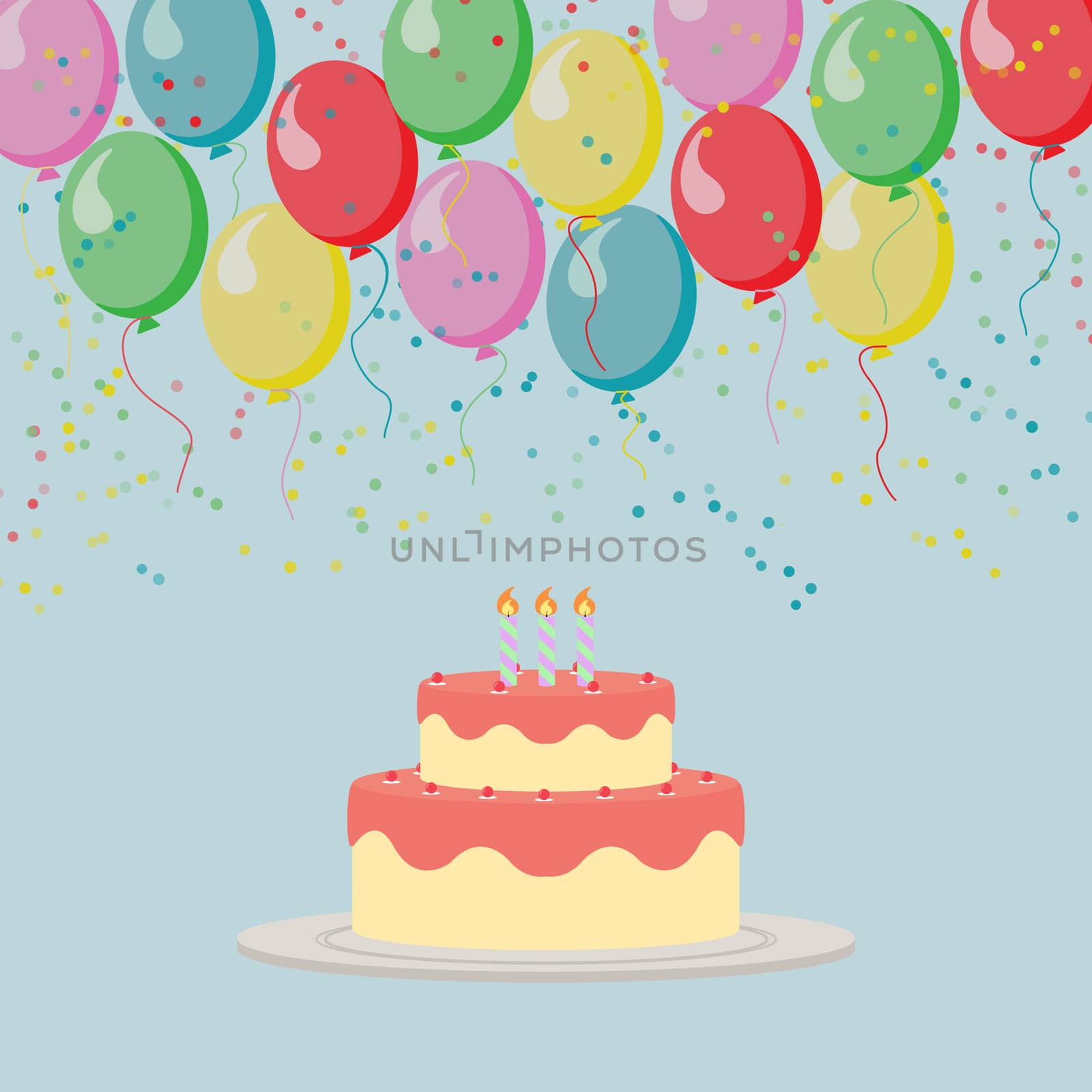 Illustrated pattern with cake and balloons  by Grommik