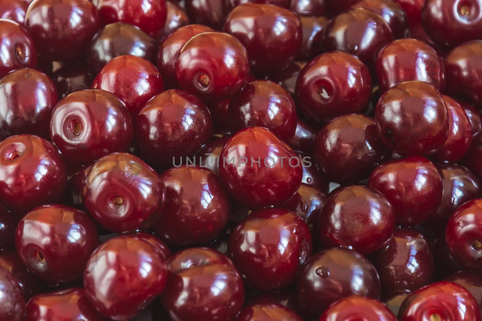The fruits of red berries ripe cherries close-up