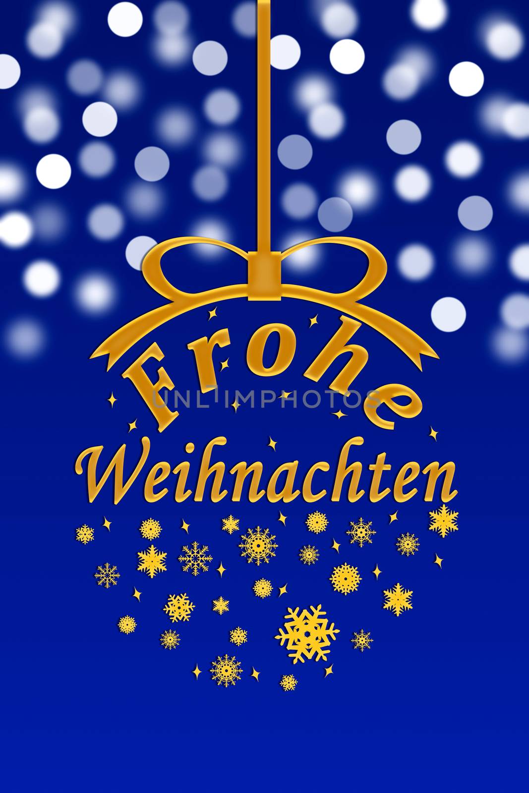 Merry Christmas greetings in German, blue new year background