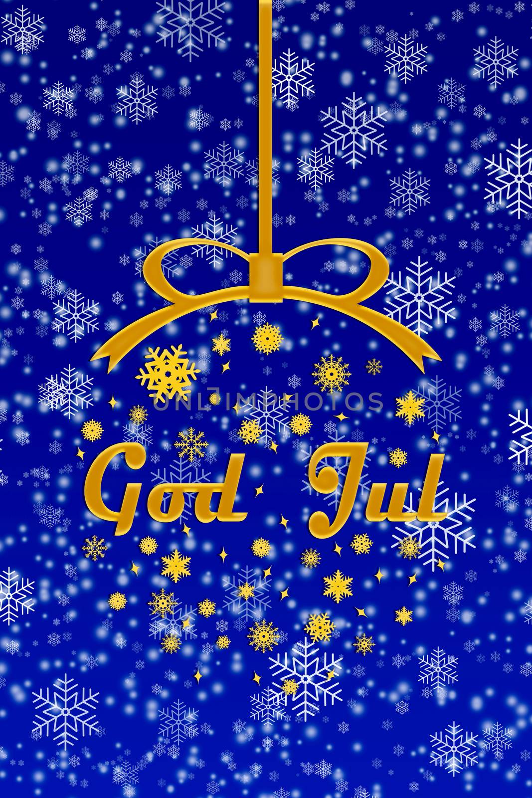 Merry Christmas greetings in Swedish, blue new year background