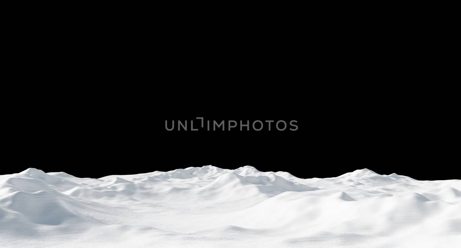 Snowdrift isolated on black background 3D render by Myimagine