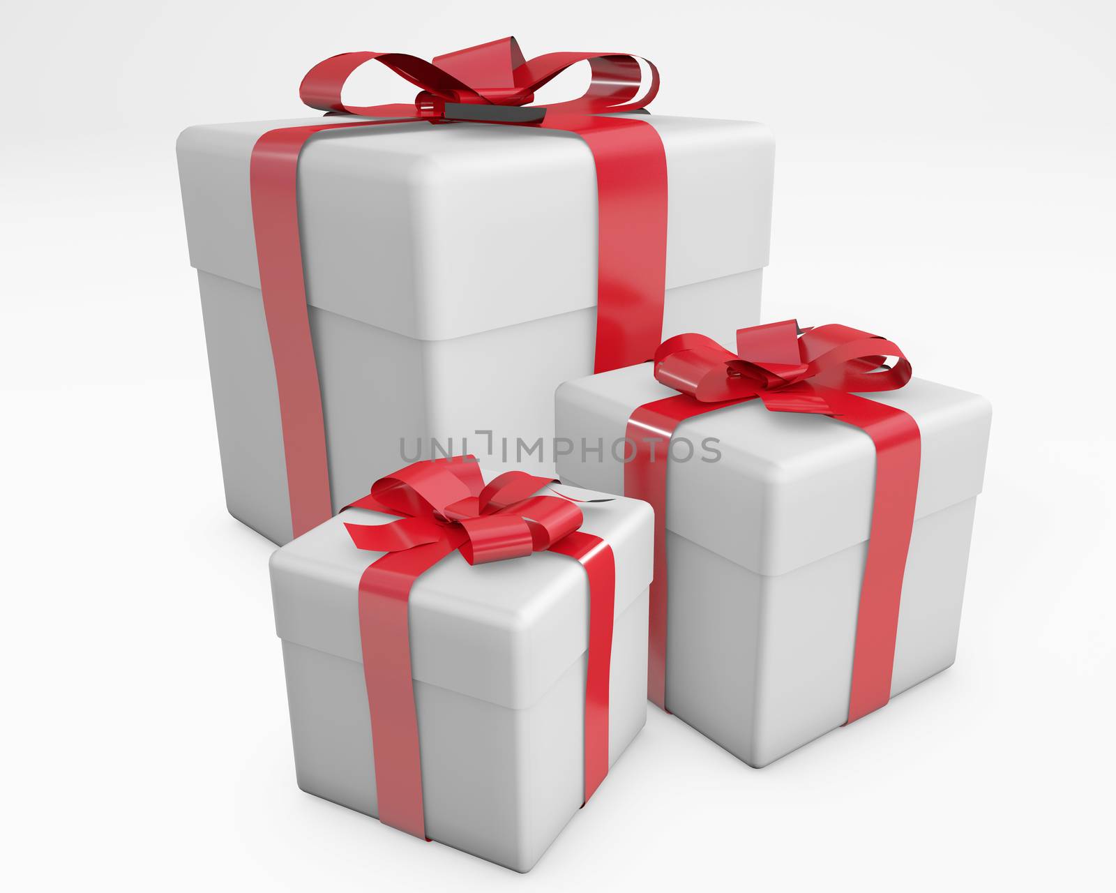 3d gifts or presents for birthday christmas valentine 3d rendering isolated on white