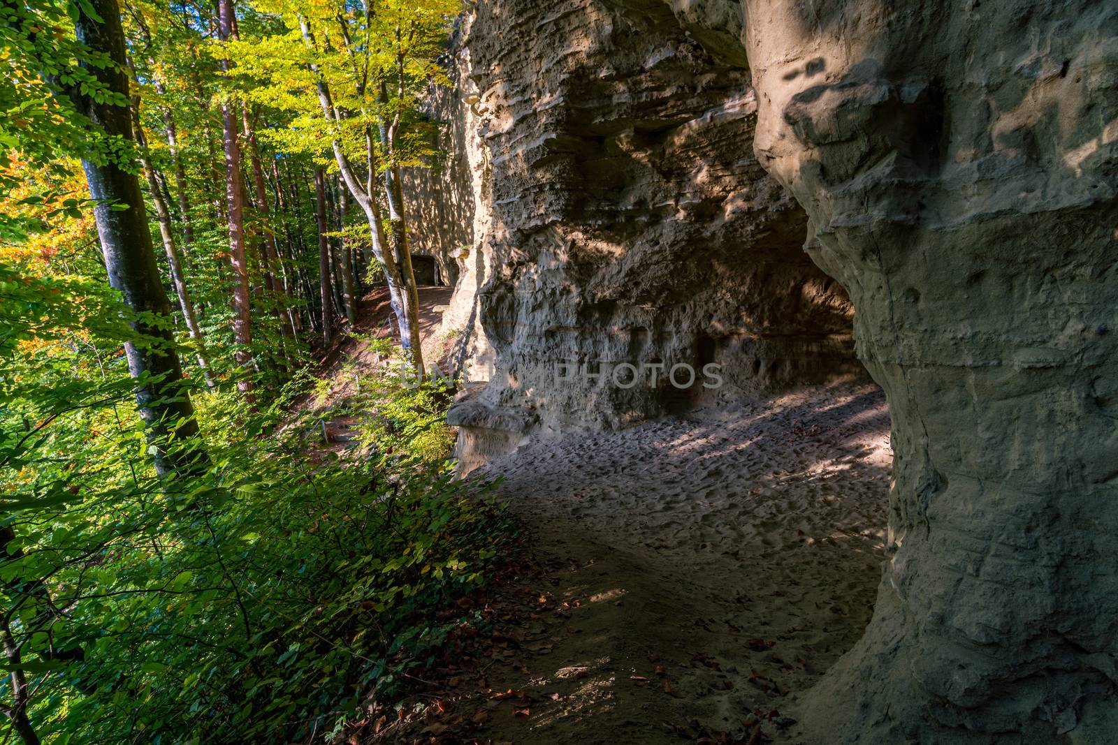 Hike at the golden hour to the famous Heidenhoehlen near Stockach on Lake Constance by mindscapephotos