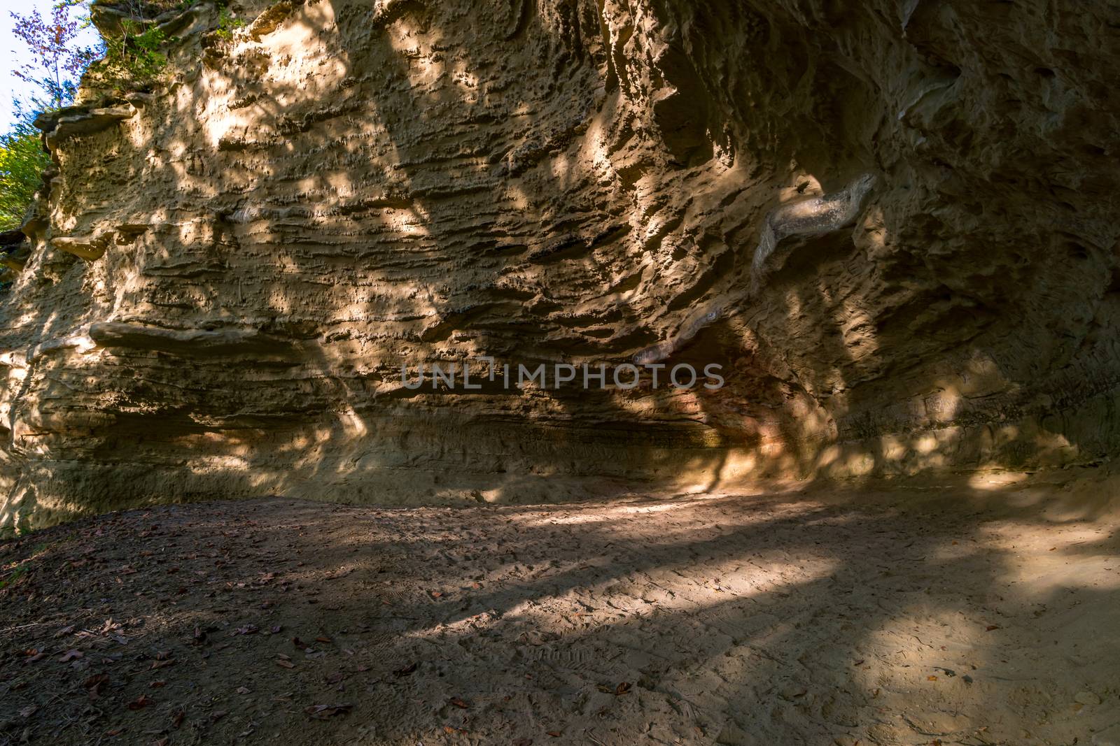 Leisurely hike at the golden hour to the famous Heidenhoehlen near Stockach on Lake Constance