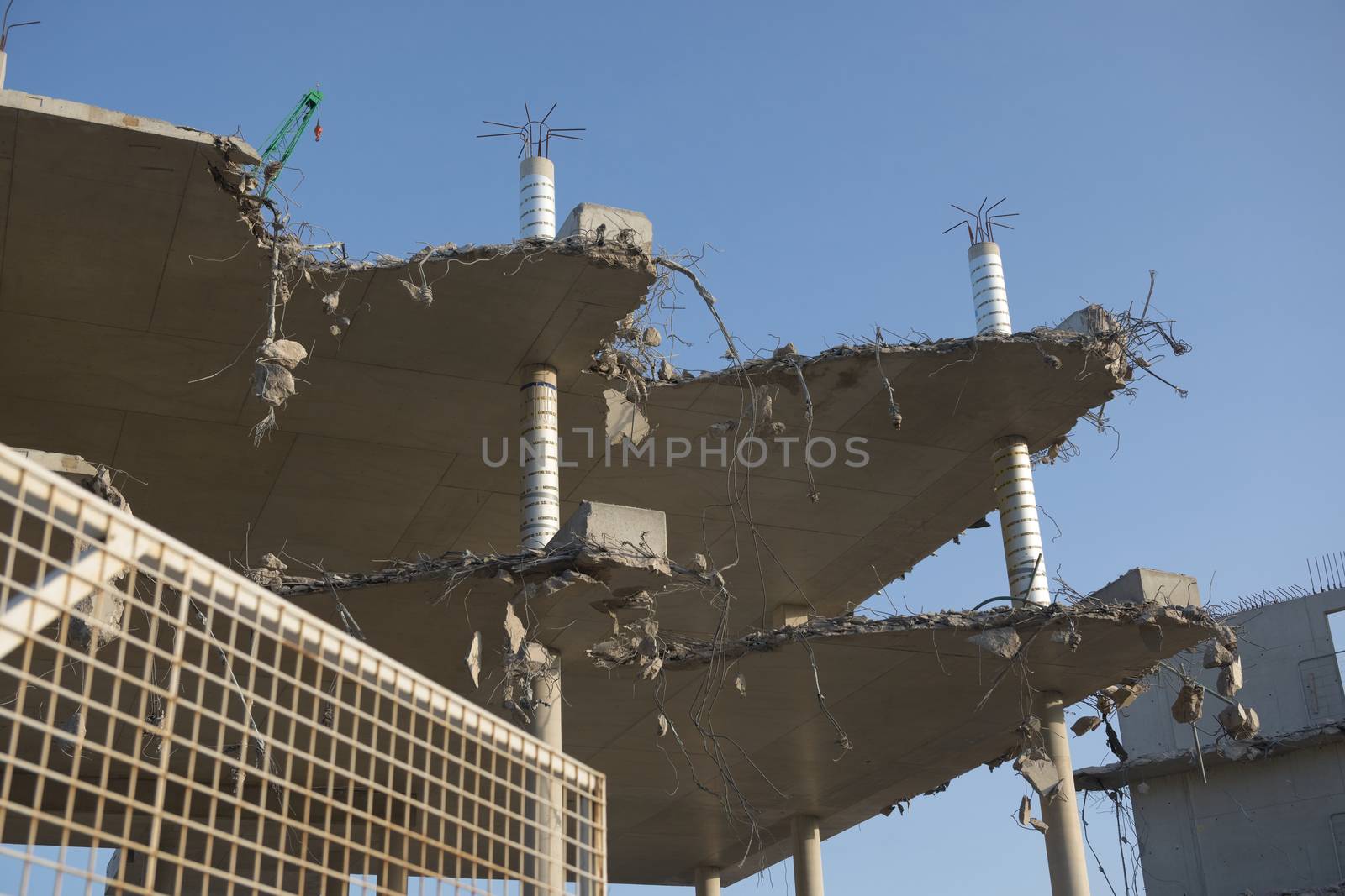 SHEFFIELD, UNITED KINGDOM, 17th September, 2020: Close up of partially demolished concrete and steel framework for the uni social sciences building