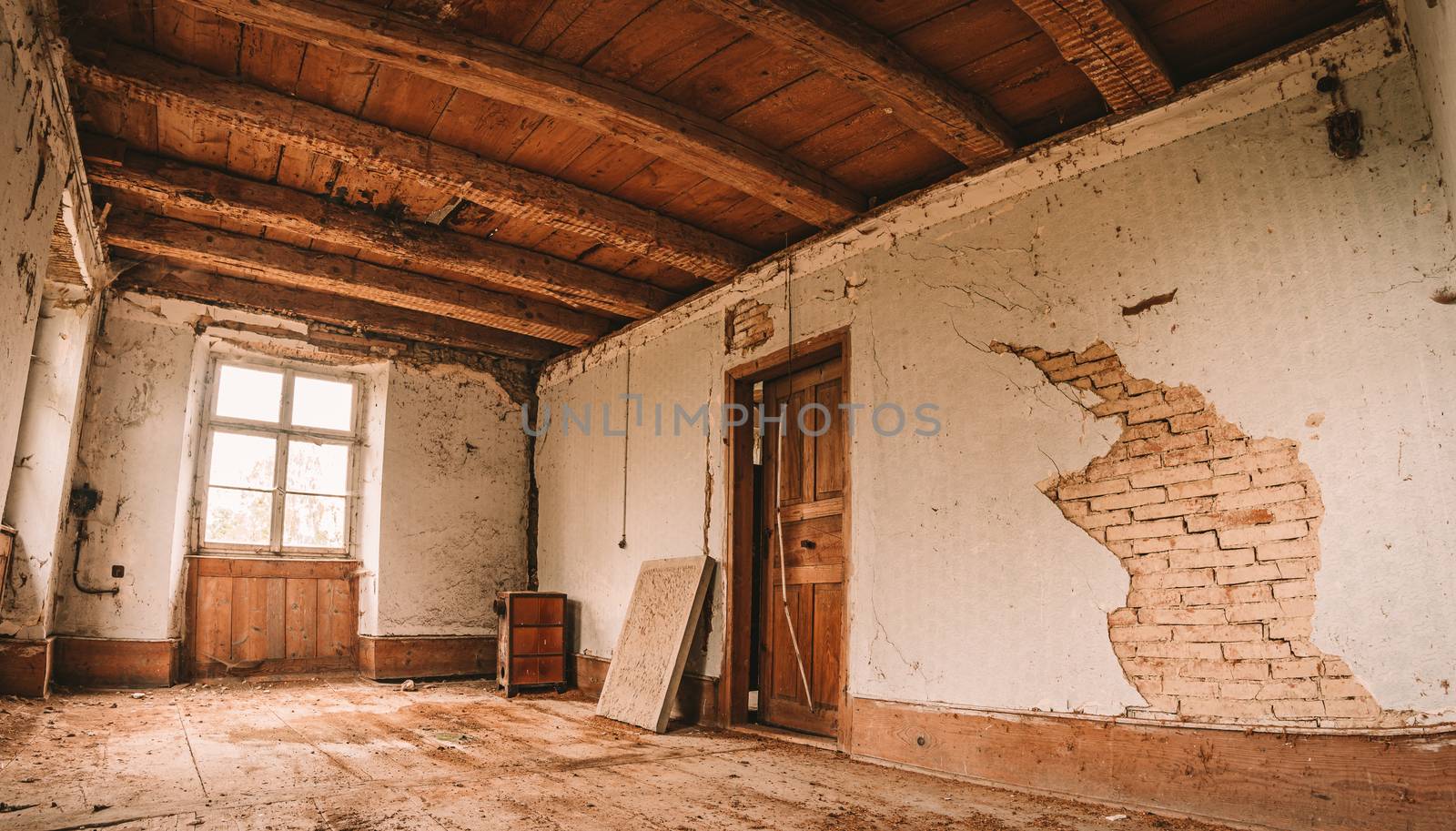 An old abandoned manor house with antique furniture and wonderful architecture by mindscapephotos