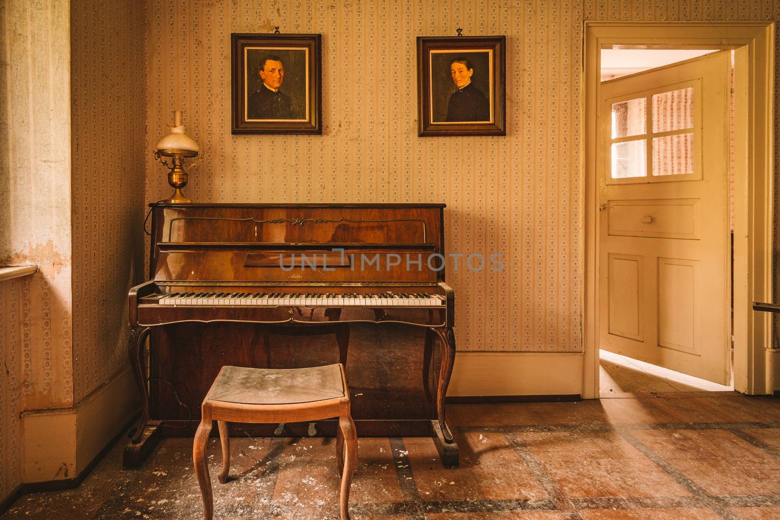 An old abandoned manor house with antique furniture and wonderful architecture by mindscapephotos