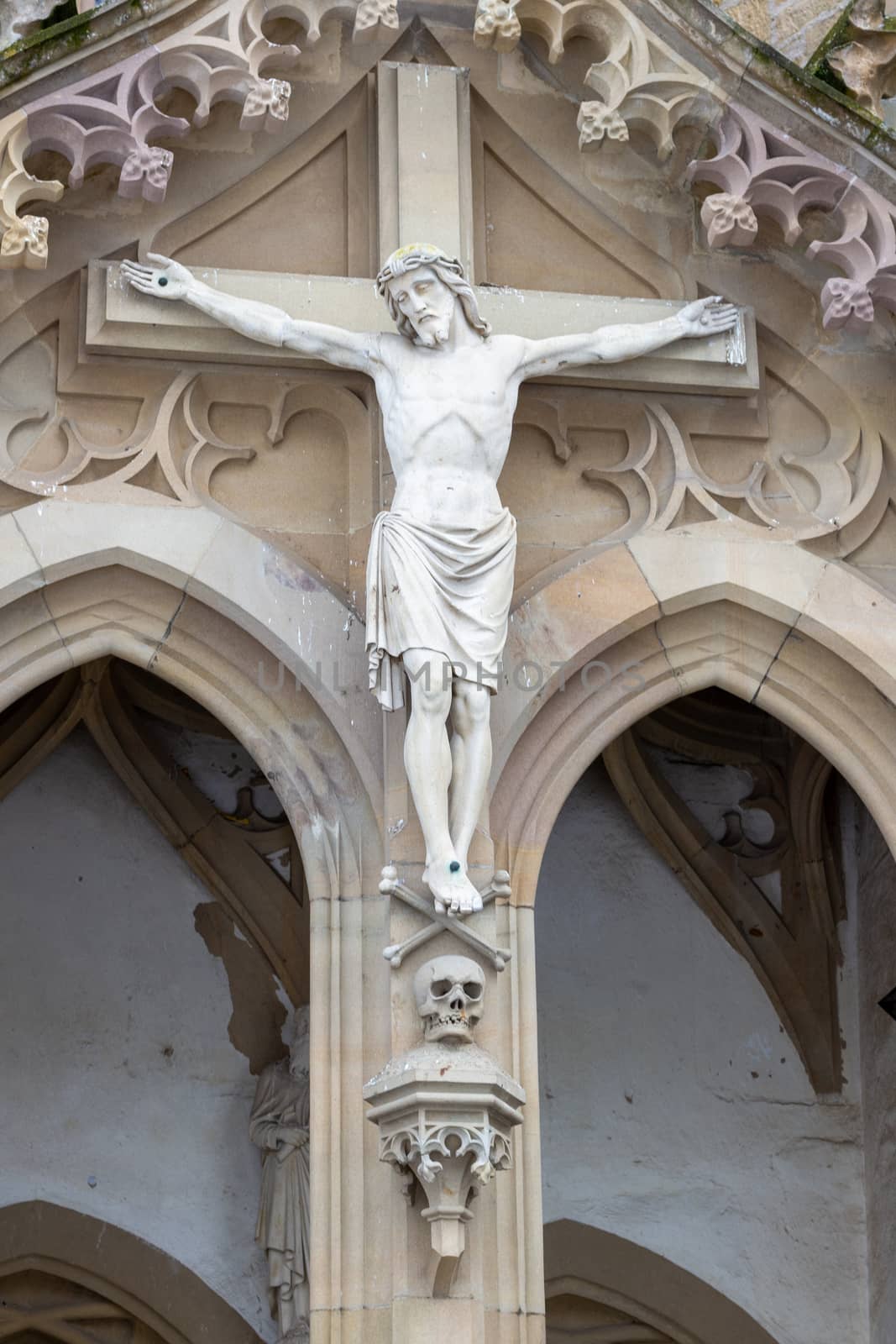 Cruciifix at entrance of the castle church in Meisenheim, Germany