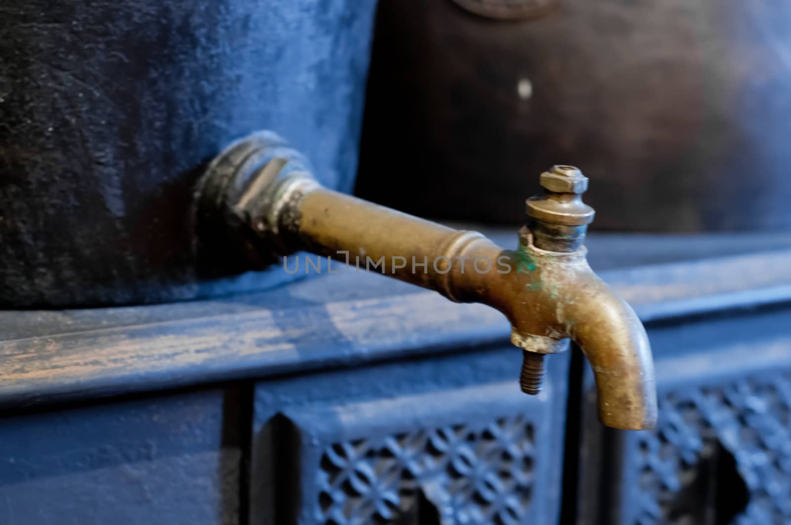 Classic golden brass old vintage water tap