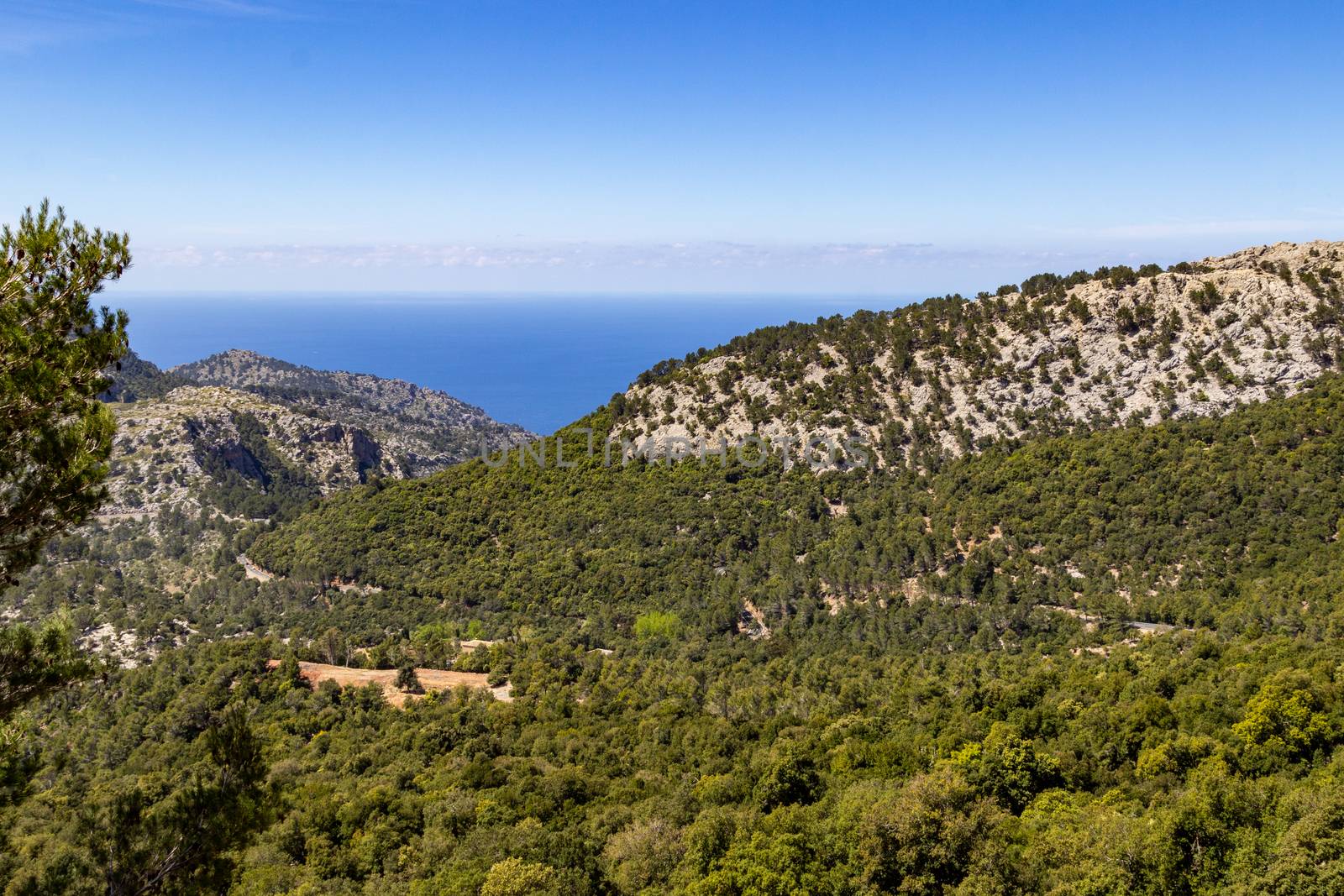 Scenic View at landscape between Gorg Blau and Soller on balearic island Mallorca, Spain 